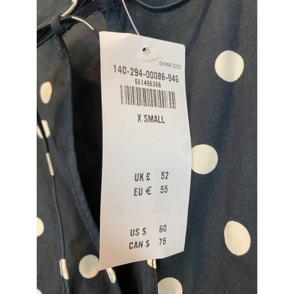 Abercrombie & Fitch Tie Front Top Black White Size XS Polka Dot Short Sleeve - Picture 5 of 8
